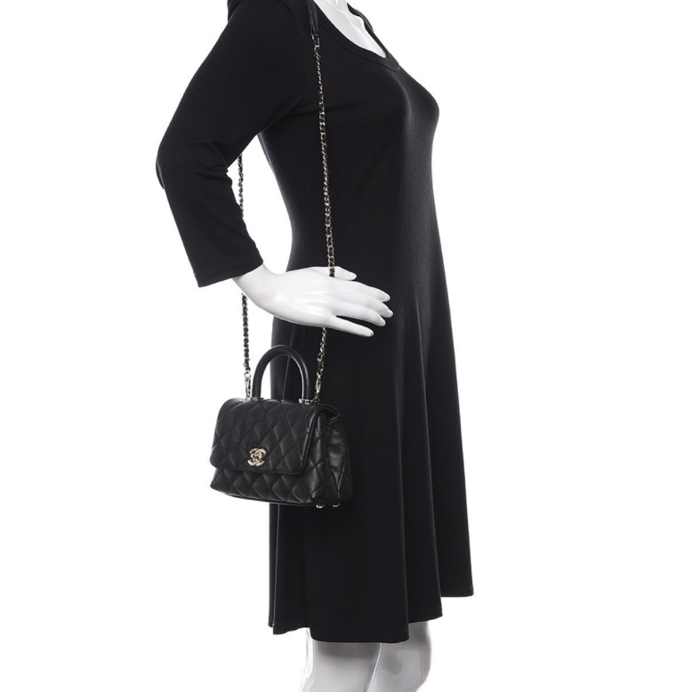 NEW 20K Chanel Mini Coco Handle Flap Black Caviar - Picture 8 of 10